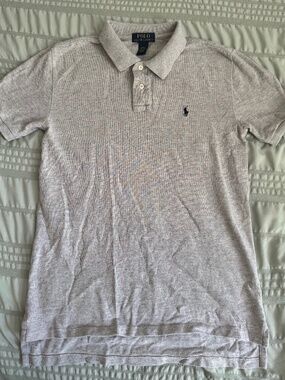 Polo Ralph Lauren Boys Gray Short Sleeve Polo Shirt L (14-16) Classic Cotton